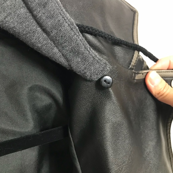 Rare Zara Faux Leather Jacket detachable hoodie - Picture 6 of 6